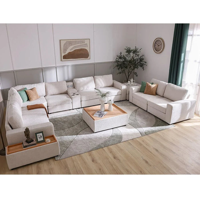 Odum 1-Seater Fabric Sofa with Right Arm-Grey/White-With 2-Year Warranty