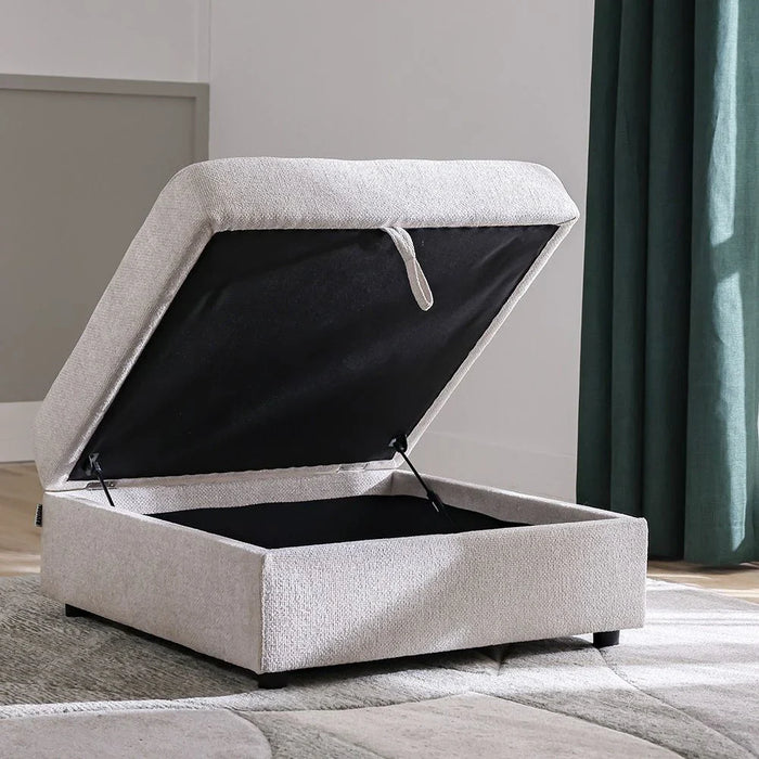 Odum Square Ottoman with Storage-Grey/White-With 2-Year Warranty