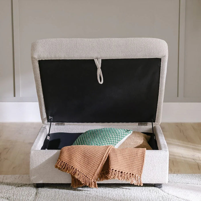 Odum Square Ottoman with Storage-Grey/White-With 2-Year Warranty