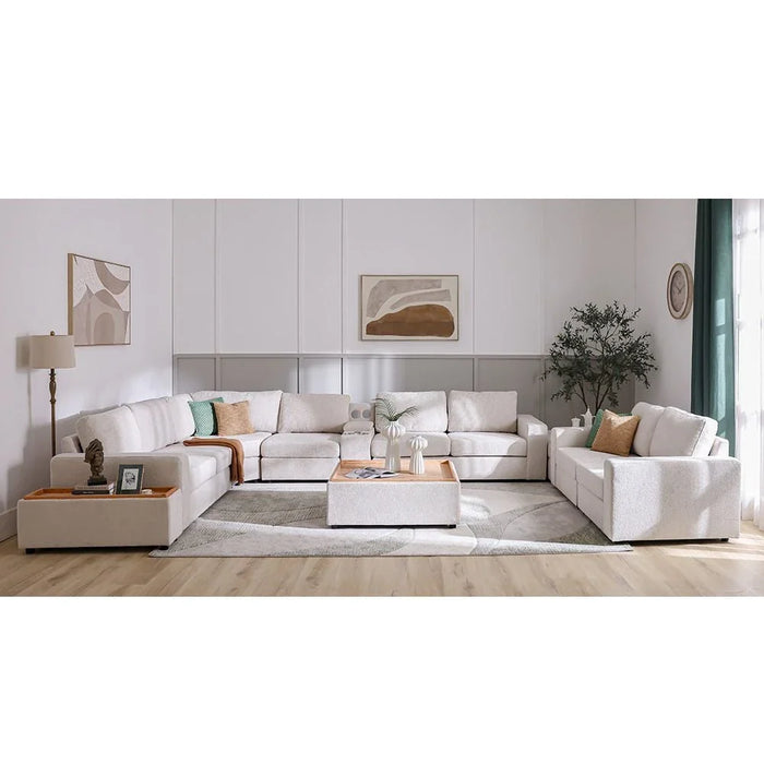 Odum Fabric Console with Storage + Speaker + 2 Cup Holders + Charger-Grey/White-With 2-Year Warranty