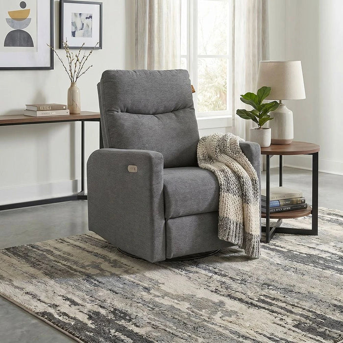 Desi 1-Seater Electric Fabric Recliner with Swivel and Rocker - Grey - With 2-Year Warranty