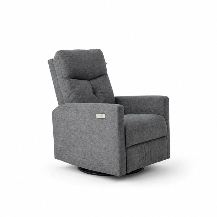 Desi 1-Seater Electric Fabric Recliner with Swivel and Rocker - Grey - With 2-Year Warranty
