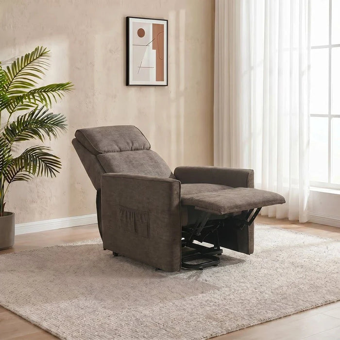 Lathem 1 Seater Fabric Accent Chair With Lift + Tilt-Brown
