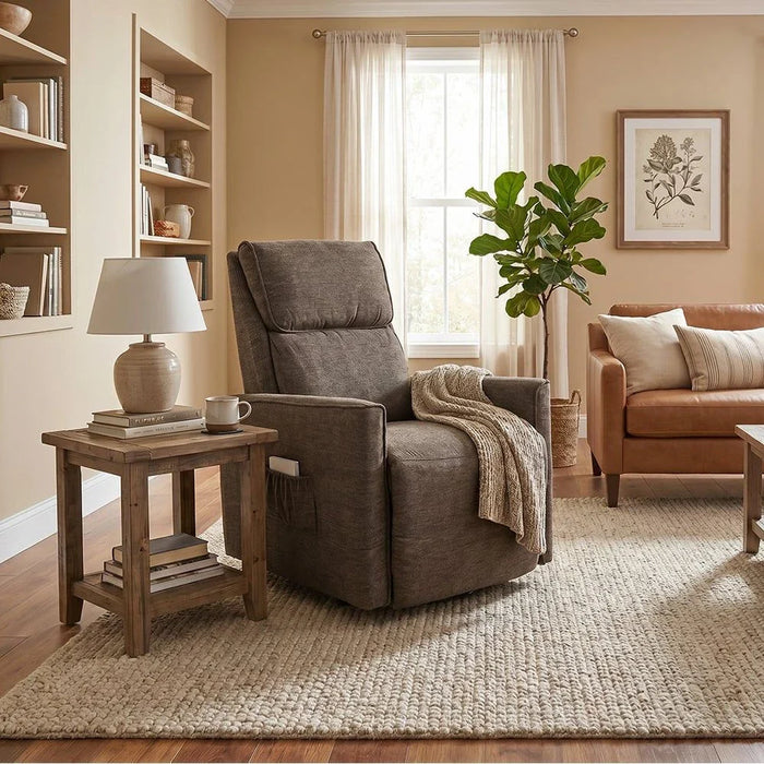 Lathem 1 Seater Fabric Accent Chair With Lift + Tilt-Brown