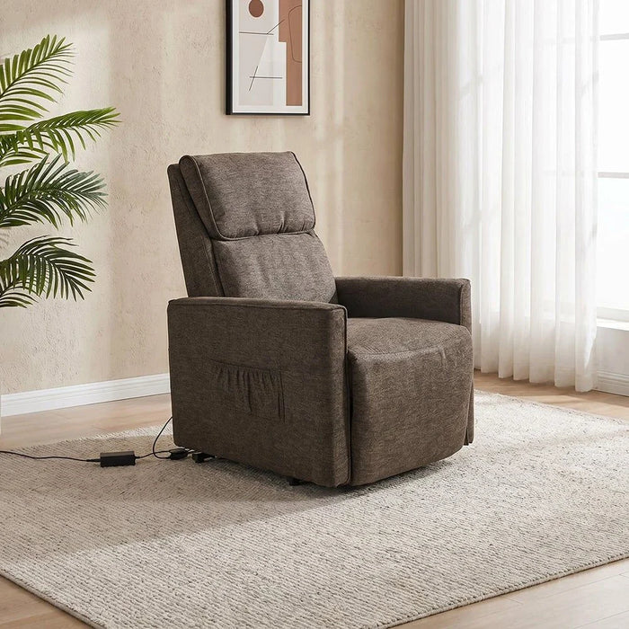Lathem 1 Seater Fabric Accent Chair With Lift + Tilt-Brown