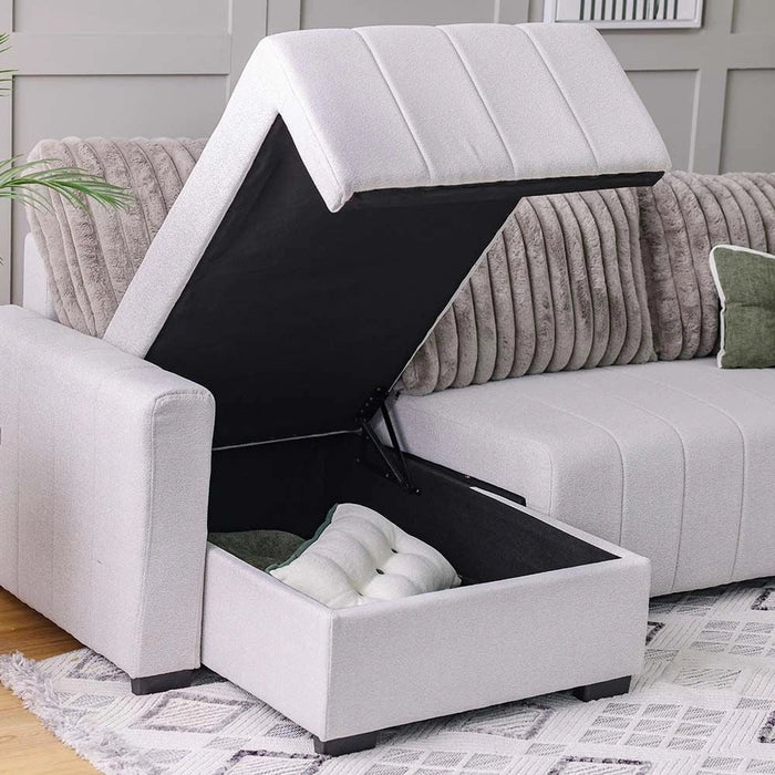 Alcantara 4-Seater Reversible Corner Fabric Sofa Bed with Storage - Grey/Dark Grey - With 2-Year Warranty
