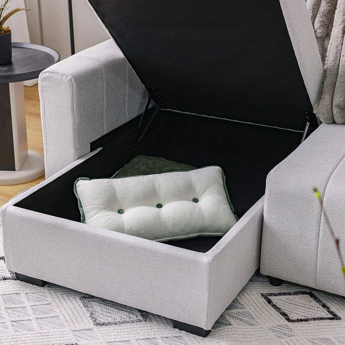 Alcantara 4-Seater Reversible Corner Fabric Sofa Bed with Storage - Grey/Dark Grey - With 2-Year Warranty