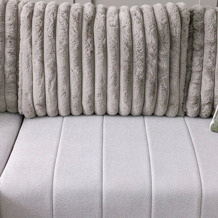 Alcantara 4-Seater Reversible Corner Fabric Sofa Bed with Storage - Grey/Dark Grey - With 2-Year Warranty