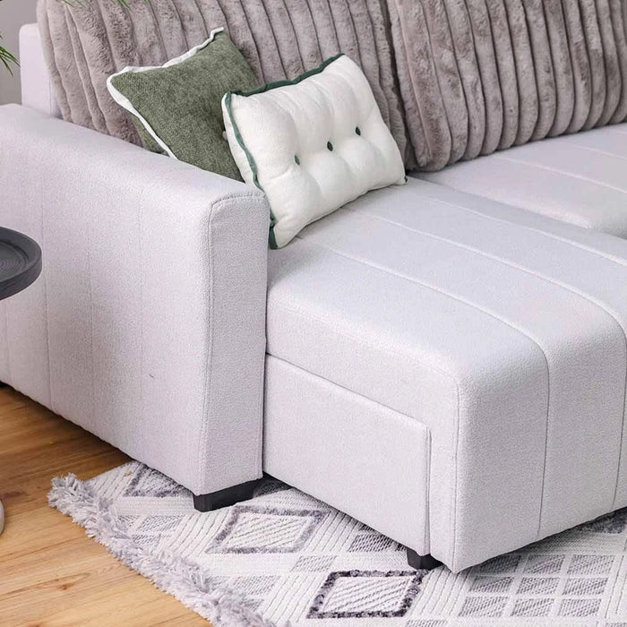 Alcantara 4-Seater Reversible Corner Fabric Sofa Bed with Storage - Grey/Dark Grey - With 2-Year Warranty