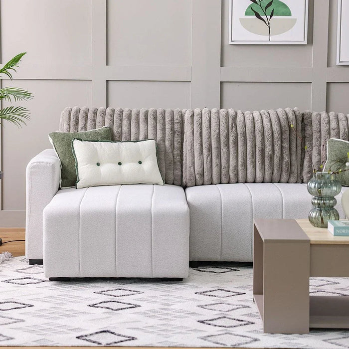 Alcantara 4-Seater Reversible Corner Fabric Sofa Bed with Storage - Grey/Dark Grey - With 2-Year Warranty