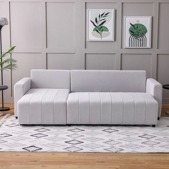 Alcantara 4-Seater Reversible Corner Fabric Sofa Bed with Storage - Grey/Dark Grey - With 2-Year Warranty