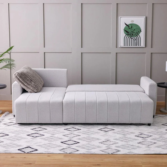 Alcantara 4-Seater Reversible Corner Fabric Sofa Bed with Storage - Grey/Dark Grey - With 2-Year Warranty