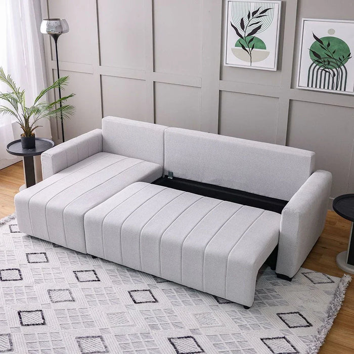 Alcantara 4-Seater Reversible Corner Fabric Sofa Bed with Storage - Grey/Dark Grey - With 2-Year Warranty