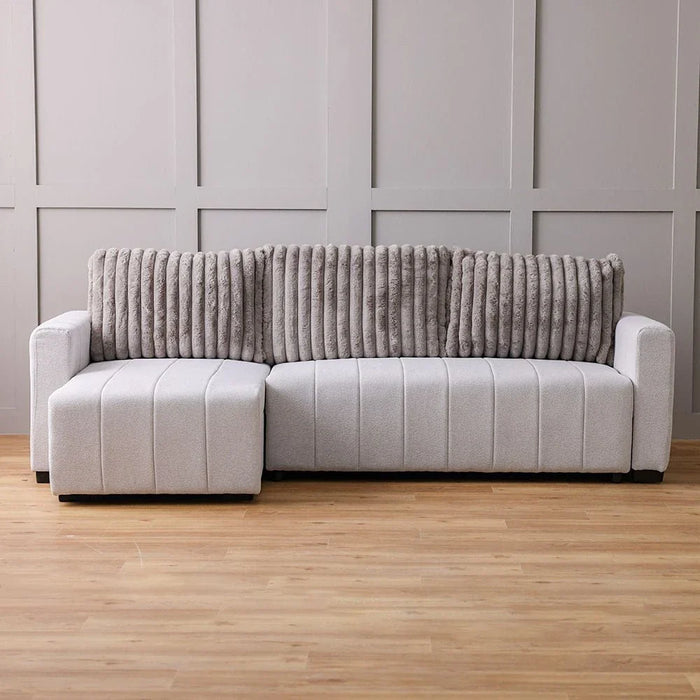 Alcantara 4-Seater Reversible Corner Fabric Sofa Bed with Storage - Grey/Dark Grey - With 2-Year Warranty