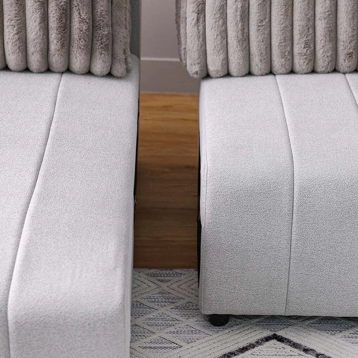 Alcantara 4-Seater Reversible Corner Fabric Sofa Bed with Storage - Grey/Dark Grey - With 2-Year Warranty