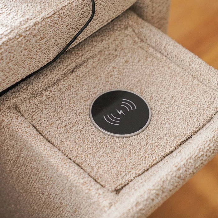 Linzi Fabric Sofa Bed With  Storage and Wireless Charger  - Brown
