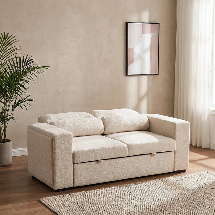 Linzi Fabric Sofa Bed With  Storage and Wireless Charger  - Brown