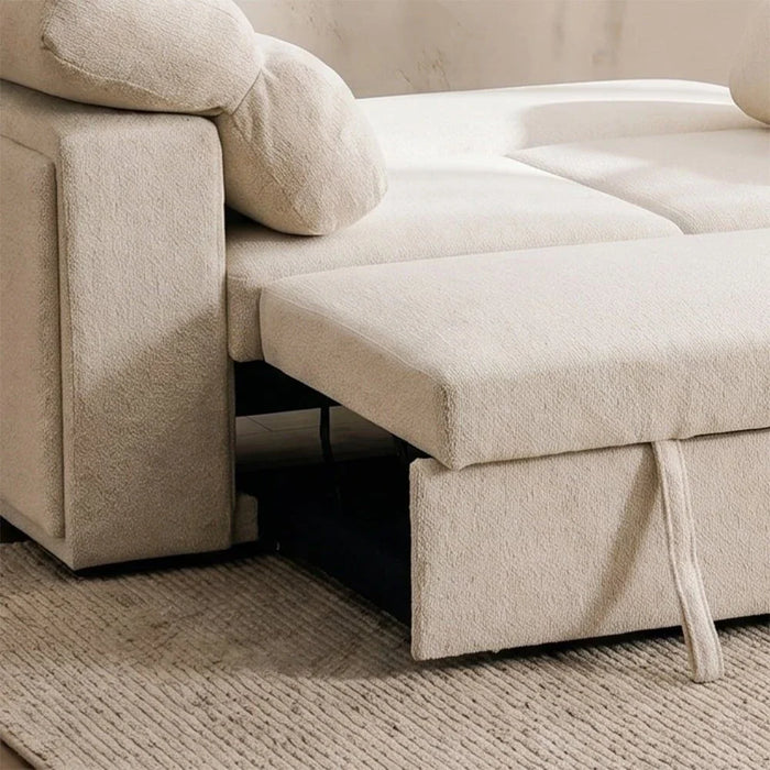 Linzi Fabric Sofa Bed With  Storage and Wireless Charger  - Brown