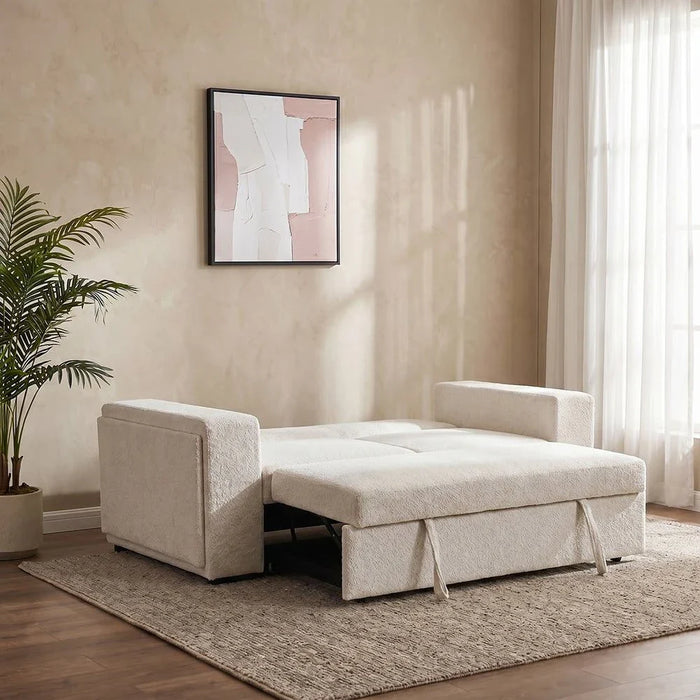 Linzi Fabric Sofa Bed With  Storage and Wireless Charger  - Brown