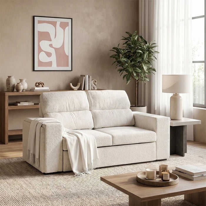 Linzi Fabric Sofa Bed With  Storage and Wireless Charger  - Brown