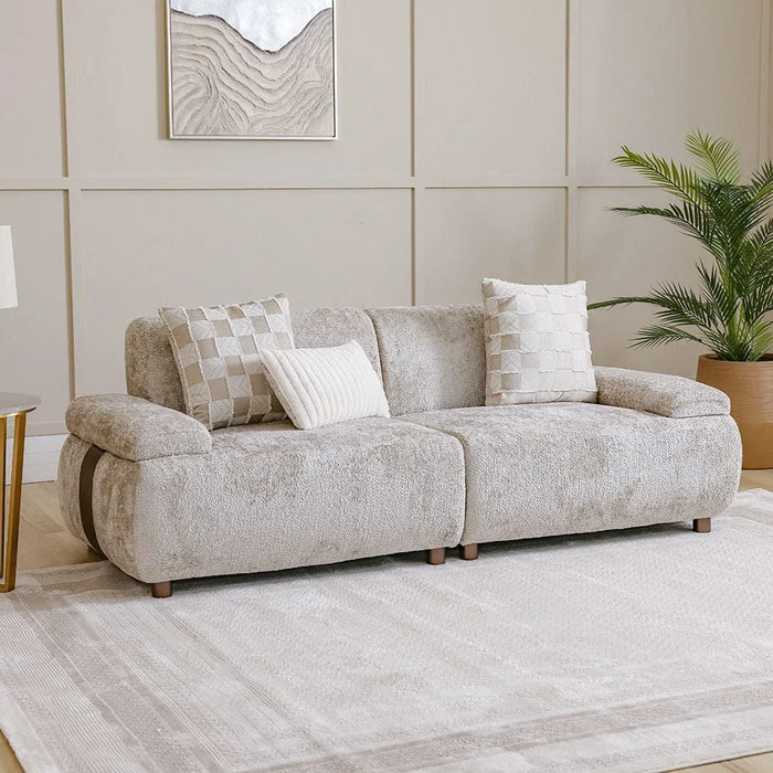 Valira 3-Seater Fabric Sofa-Beige-With 2-Year Warranty