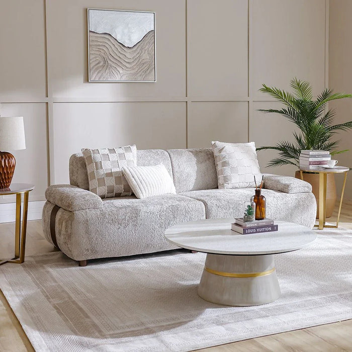 Valira 3-Seater Fabric Sofa-Beige-With 2-Year Warranty