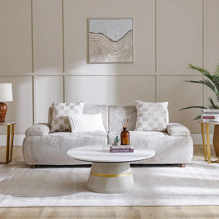 Valira 3-Seater Fabric Sofa-Beige-With 2-Year Warranty