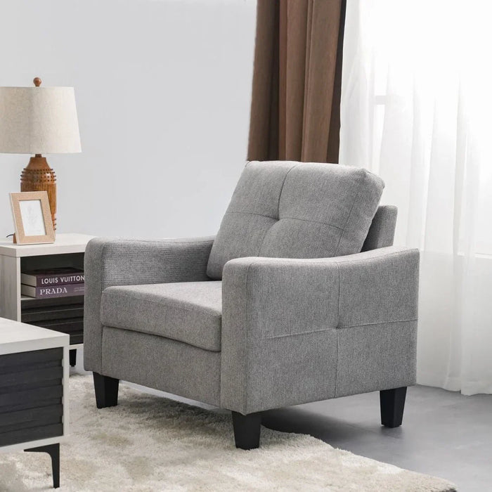 Supreme 1-Seater Fabric Sofa-Grey-With 2-Year Warranty