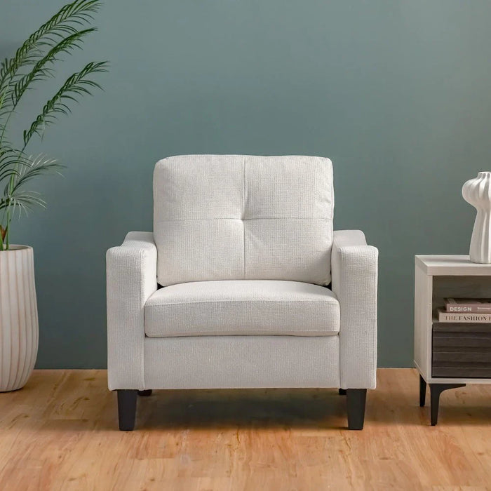 Supreme 1-Seater Fabric Sofa-Cream-With 2-Year Warranty