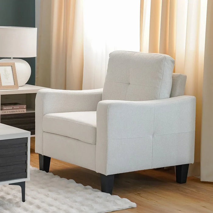 Supreme 1-Seater Fabric Sofa-Cream-With 2-Year Warranty