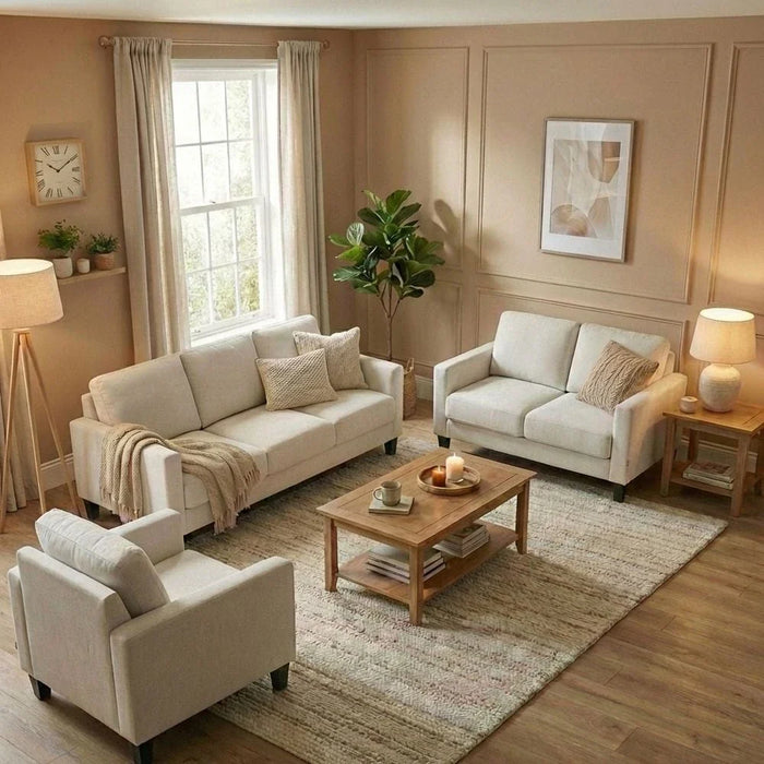 Gamorah 1-Seater Fabric Sofa-Beige-With 2-Year Warranty