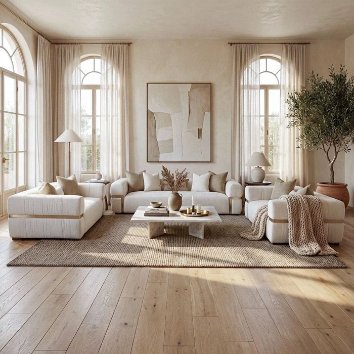Iyesha 4-Seater Fabric Sofa - Cream/Champagne - With 2-Year Warranty