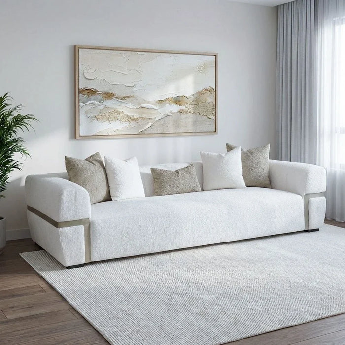 Iyesha 4-Seater Fabric Sofa - Cream/Champagne - With 2-Year Warranty