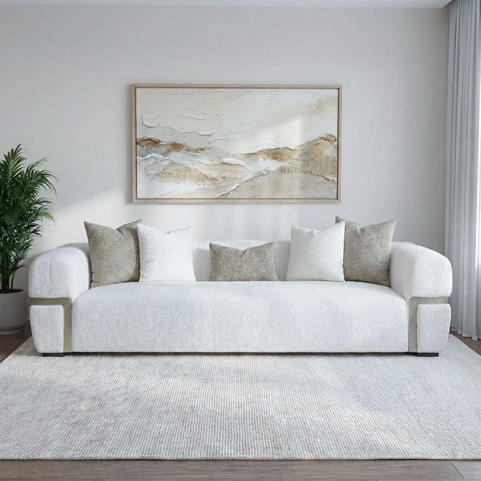 Iyesha 4-Seater Fabric Sofa - Cream/Champagne - With 2-Year Warranty