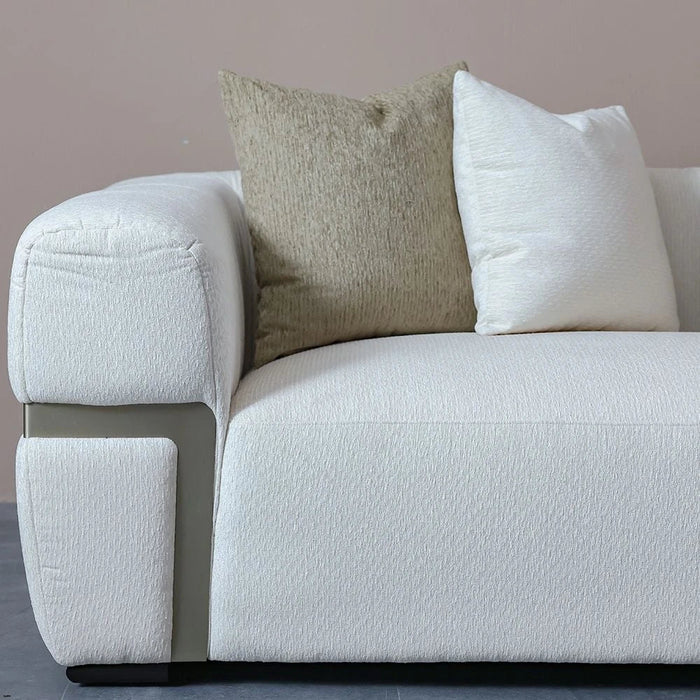 Iyesha 4-Seater Fabric Sofa - Cream/Champagne - With 2-Year Warranty