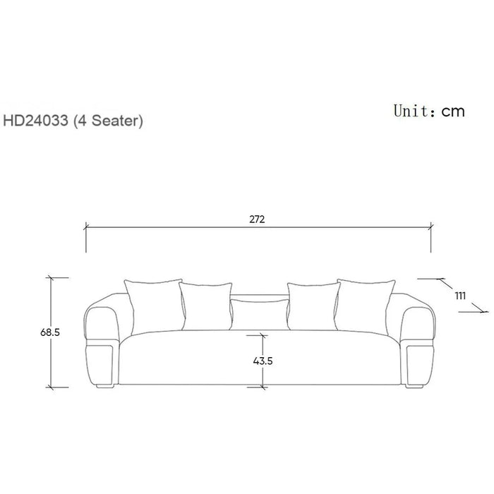 Iyesha 4-Seater Fabric Sofa - Cream/Champagne - With 2-Year Warranty
