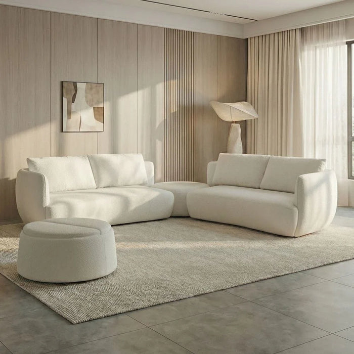 Winter Sectional Fabric Corner Sofa With Storage And Coffee Table-Bright White