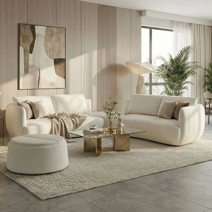 Winter Sectional Fabric Corner Sofa With Storage And Coffee Table-Bright White