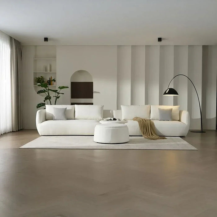 Winter Sectional Fabric Corner Sofa With Storage And Coffee Table-Bright White