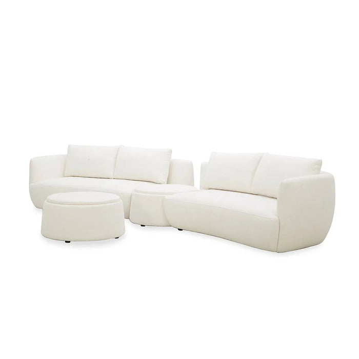 Winter Sectional Fabric Corner Sofa With Storage And Coffee Table-Bright White