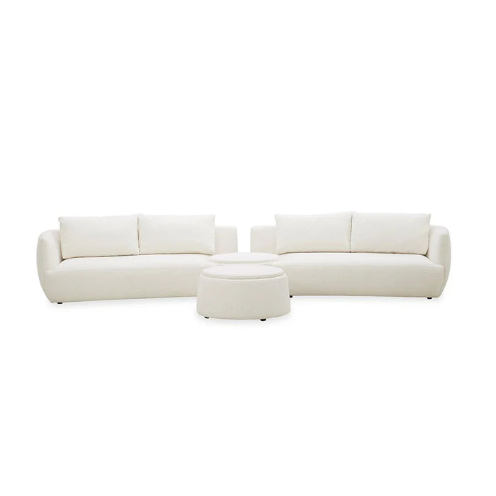 Winter Sectional Fabric Corner Sofa With Storage And Coffee Table-Bright White