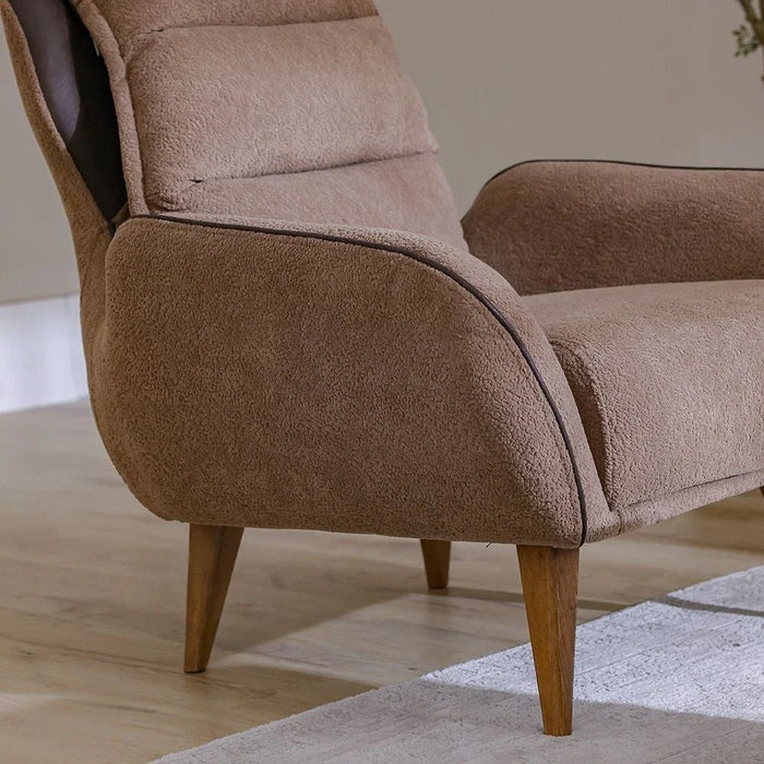 Elora 1-Seater Fabric Sofa - Brown/Beige - With 2-Year Warranty