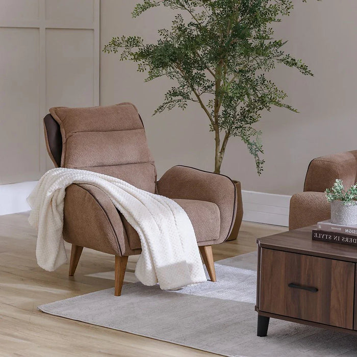 Elora 1-Seater Fabric Sofa - Brown/Beige - With 2-Year Warranty