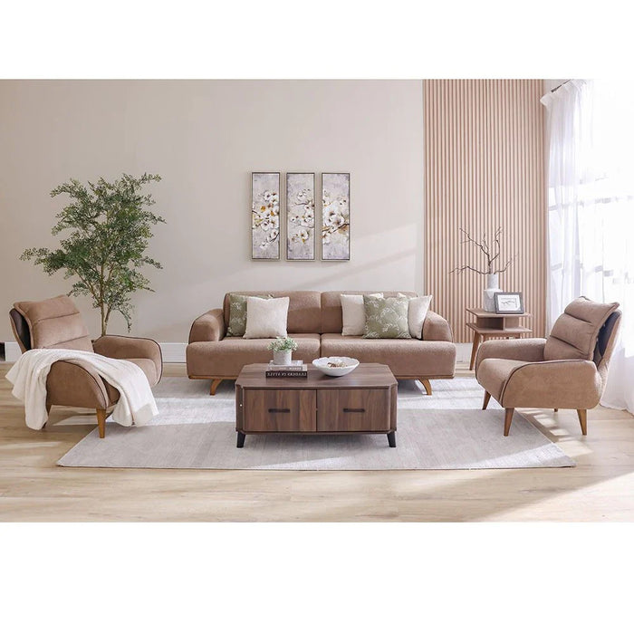 Elora 1-Seater Fabric Sofa - Brown/Beige - With 2-Year Warranty