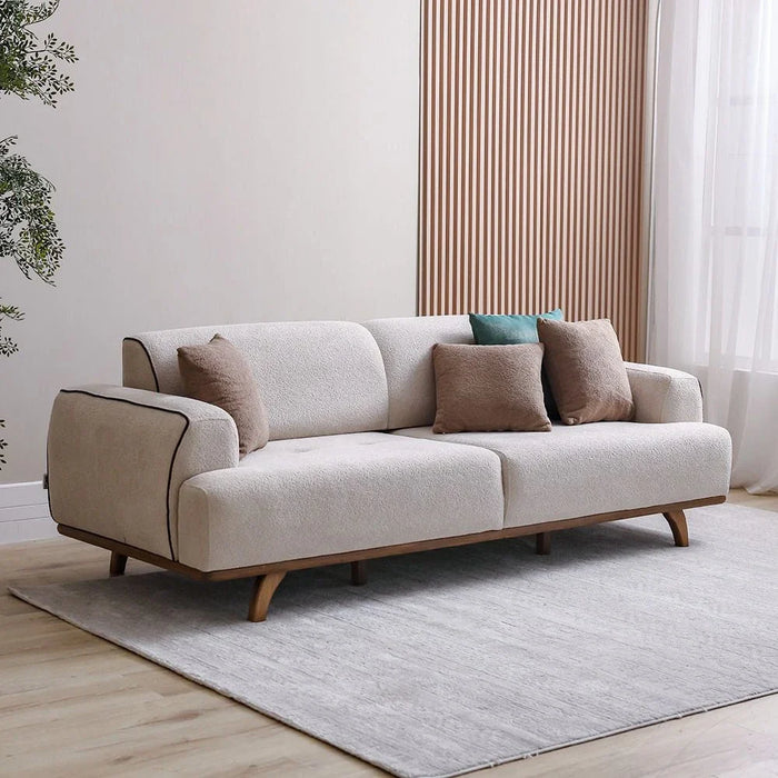 Elora 3-Seater Fabric Sofa - Beige - With 2-Year Warranty