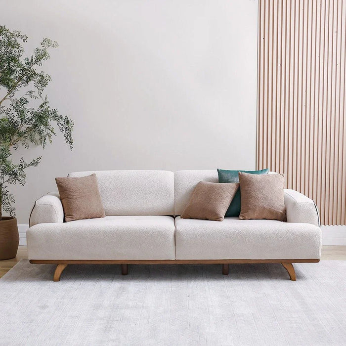 Elora 3-Seater Fabric Sofa - Beige - With 2-Year Warranty