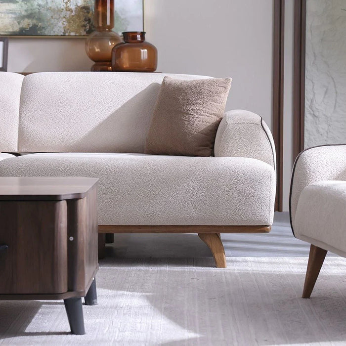 Elora 3-Seater Fabric Sofa - Beige - With 2-Year Warranty