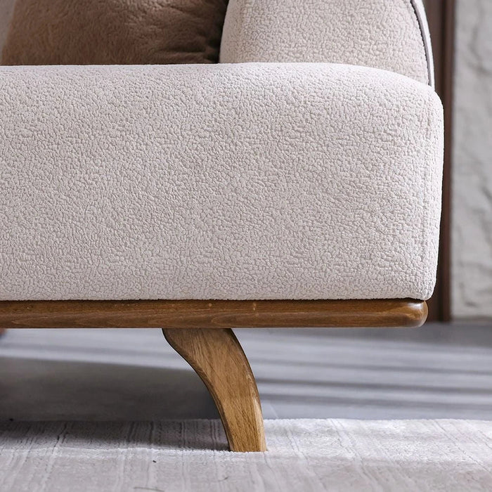 Elora 3-Seater Fabric Sofa - Beige - With 2-Year Warranty