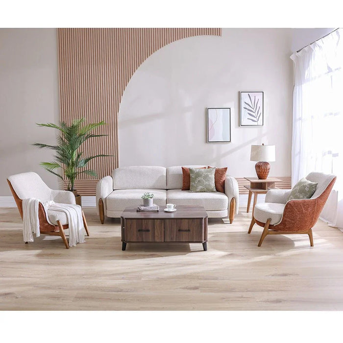 Olivia 1-Seater Fabric Sofa - Beige - With 2-Year Warranty