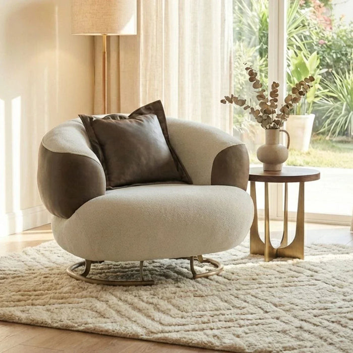 Palmera 1-Seater Fabric Sofa - Beige/Brown - With 2-Year Warranty